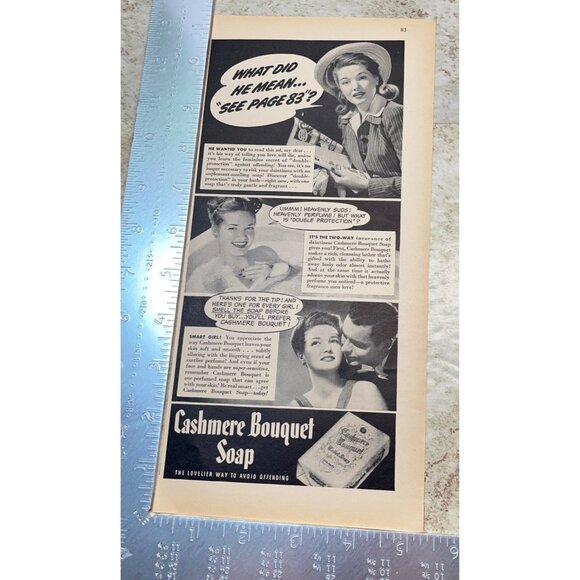 Cashmere Bouquet Soap Vintage Print Ad 1940s Retro Bath Beauty Wall Decor - Picture 2 of 6